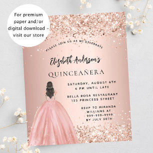 Quinceanera roos gouden jurk budget uitnodiging