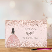 Quinceanera roos gouden jurk glitter gastenboek