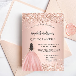 Quinceanera roos gouden jurk kaart