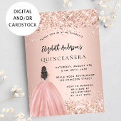 Quinceanera roos gouden jurk kaart