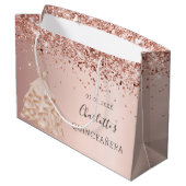 Quinceanera roos gouden jurk naam groot cadeauzakje (Achterkant Gekanteld)