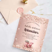 Quinceanera roos gouden koerier budget uitnodiging flyer