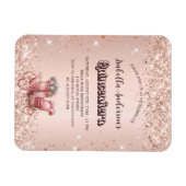 Quinceanera roos gouden koets luxe uitnodiging magneet (Horizontaal)