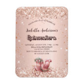Quinceanera roos gouden koets luxe uitnodiging magneet (Verticaal)