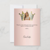 Quinceanera roos gouden kroon foto bedankkaart (Achterkant)