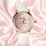 Quinceanera roos gouden naam horloge<br><div class="desc">Een Quinceañera cadeau. Een rozen gouden gradiënt achtergrondkleur. Een naam en datum toevoegen</div>