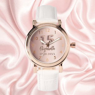 Quinceanera roos gouden naam horloge