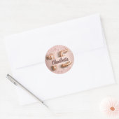 Quinceanera roos gouden naam ronde sticker (Envelop)
