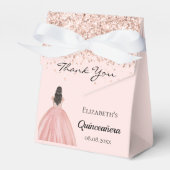 Quinceanera roos gouden prinsessenjurk bedankdoosjes (Voorkant Zijde)