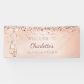 Quinceanera roos gouden roze ballerina schoenen we spandoek (Horizontaal)