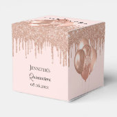 Quinceanera roos gouden roze ballonnen bedankdoosjes (Achterkant)