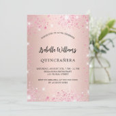 Quinceanera roos gouden roze sparken luxe kaart (Staand voorkant)