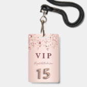 Quinceanera roos gouden roze sterren feest badge (Front with Lanyard)