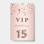 Quinceanera roos gouden roze sterren feest badge (Front)