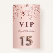 Quinceanera roos gouden roze sterren feest badge (Voorkant)