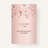 Quinceanera roos gouden roze sterren feest badge (Achterkant)