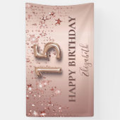 Quinceanera roos gouden roze sterren welkom spandoek (Verticaal)