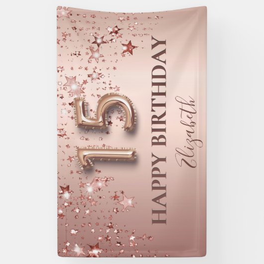 Quinceanera roos gouden roze sterren welkom spandoek (Verticaal)