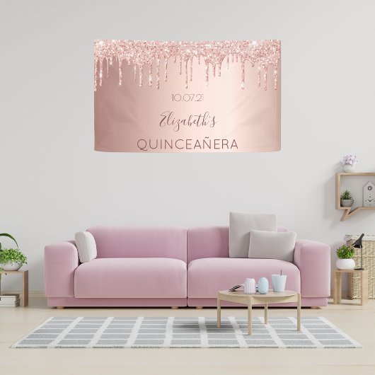 Quinceanera roos gouden roze welkom spandoek