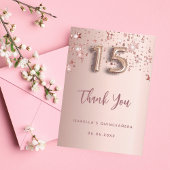 Quinceanera roos gouden sterren dank u kaart