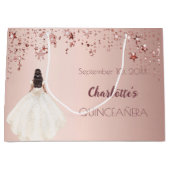 Quinceanera roos gouden sterren ivoren jurk groot cadeauzakje (Voorkant)