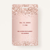 Quinceanera roos gouden vip party pass badge (Achterkant)