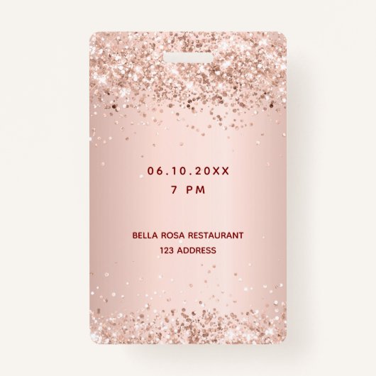 Quinceanera roos gouden vip party pass badge (Achterkant)