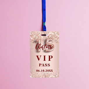 Quinceanera roos gouden vip party pass badge