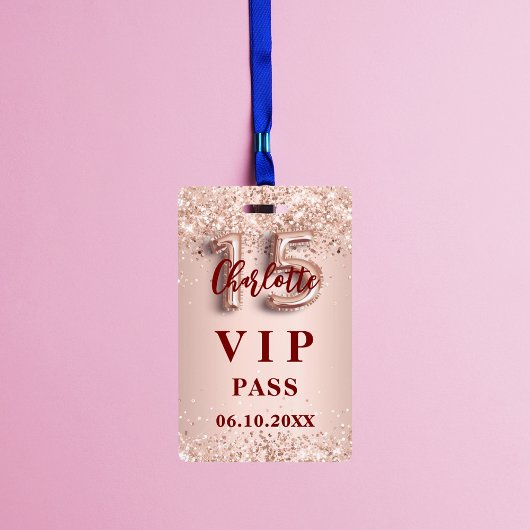 Quinceanera roos gouden vip party pass badge