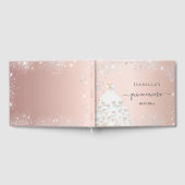 Quinceanera roos gouden witte jurk glitter gastenboek (Volledig)