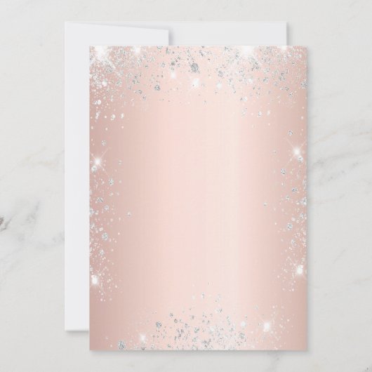 Quinceanera roos gouden zilveren jurk kaart (Achterkant)