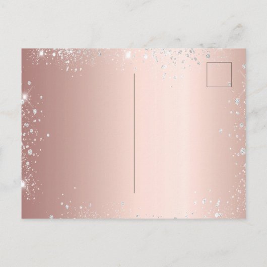 Quinceanera roos gouden zilveren jurk schittert uitnodiging briefkaart (Achterkant)