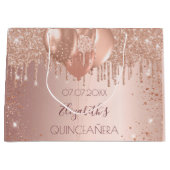 Quinceanera roos gouden zwarte ballonnen groot cadeauzakje (Voorkant)