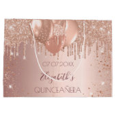 Quinceanera roos gouden zwarte ballonnen groot cadeauzakje (Achterkant)