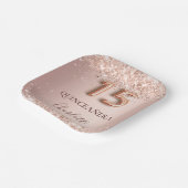 Quinceanera roos gouden zwarte glitter drift naam papieren bordje (Gebogen)