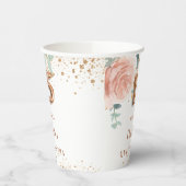 Quinceanera roos goudfloralen glitter monogram papieren bekers (Links)