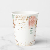 Quinceanera roos goudfloralen glitter monogram papieren bekers (Rechts)