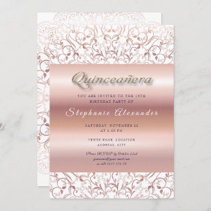 Quinceanera roos goudfolie glitter kaart