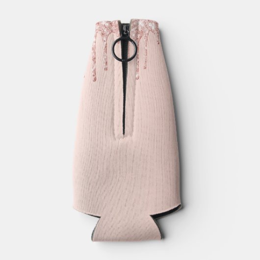 Quinceanera roos goudglitter druppelt monogram flesjeskoeler (Achterkant)