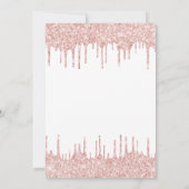 Quinceanera roos goudglitter druppelt roze kaart (Achterkant)