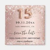 Quinceanera roos goudglitter stof met uitzondering magneet (Voorkant)