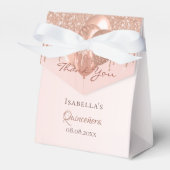 Quinceanera roos goudglitterdruppels bedankt bedankdoosjes (Voorkant Zijde)