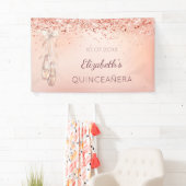 Quinceanera roos goudroze ballerina schoenen spandoek (Insitu)