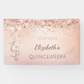 Quinceanera roos goudroze ballerina schoenen spandoek (Horizontaal)