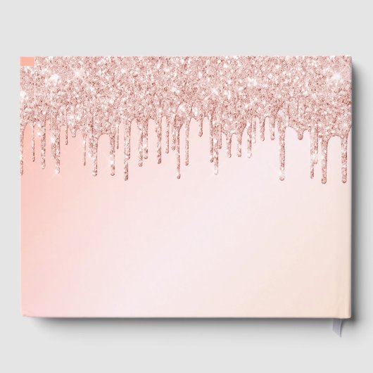 Quinceanera roos goudroze florale gistdruppels gastenboek (Achterkant)