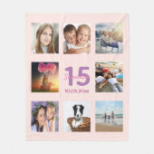 Quinceanera roos goudroze fotocollage fleece deken (Voorkant)