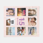 Quinceanera roos goudroze fotocollage fleece deken (Voorkant (Horizontaal))