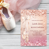 Quinceanera roos goudroze glitter ballerina kaart