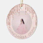 Quinceanera roos goudroze glitter keramisch ornament (Links)