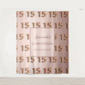 Quinceanera roos goudroze monogram 15 tapestry wandkleed (Voorkant)